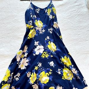 Old Navy Fit and Flare Blue Floral Cami Dress